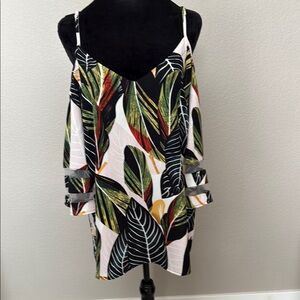 Tropical Leaf Print blouse